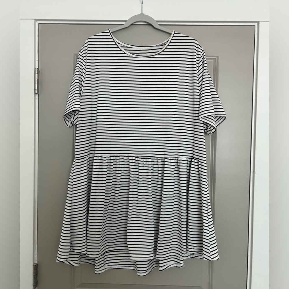 Black & White Striped Peplum Top